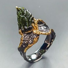 Handgefertigter natürlicher Turmalin Ring 925 Sterling Silber Größe 6 /R454293