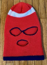 Vintage 70s 80s Ski Mask 3 Hole Robber Knit Balaclava Full Face Mask OSFA