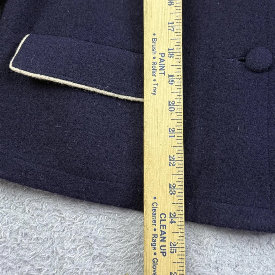 Chaqueta Blazer Geiger Mujer 42 Azul Marino Lana Hervida Botón Frontal Ribeteado Bolsillos Foto 3 de 4