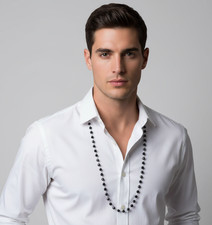 7mm 28 Inches Derek Jeter Certified Black Diamond Baseball Players Necklace