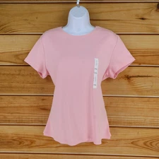 Croft & Barrow Short Sleeve Shirt Womens Sz PXL Light Pink Crew Neck Stretch NEW