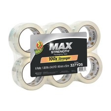 Duck Max Strength Heavy Duty Packing Tape 6 Rolls 1.88x54.6 yds Clear Tape