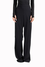 Hugo Boss Women's "Tulea SideZip" Navy Blue Wool Straight Leg Pants US 14 IT 50