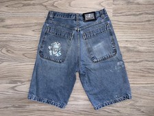 Vintage Baggy Denim Shorts Mens Size 32 Embroidered Joker Clown 90s Skate JNCO