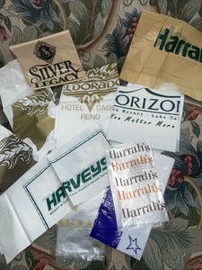 VINTAGE Resort  Logo Plastic Shopping Bags Lot 12 New  Caesar’s Harrahs Harvey’s