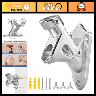 Heavy Duty Stainless Steel Flag Pole Holder - Wall Mount Bracket for 1'' Poles