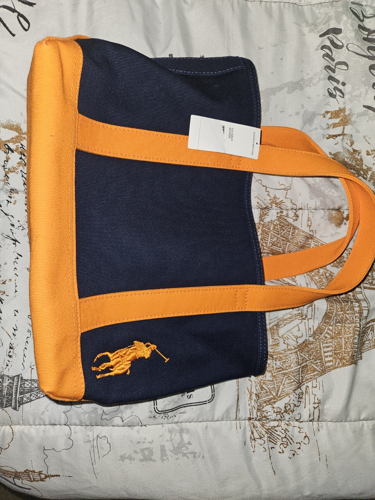 Polo Ralph Lauren donna logo pony US Open 2011 tote bag borsa tela blu