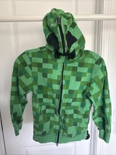 Mad Engine Minecraft Boys Creeper Zip-Up Hoodie with Mask Green YOUTH Small