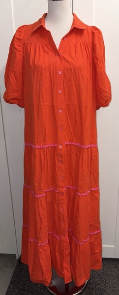 Label Of Love Vibrant Orange Button Maxi Shirt Dress Size L
