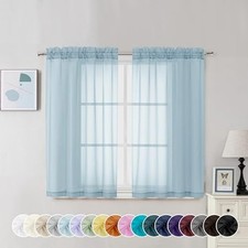 Sheer Curtains 45 Inch Long 2 Panels, Light 42"W x 45"L Pack of 2 Sky Blue
