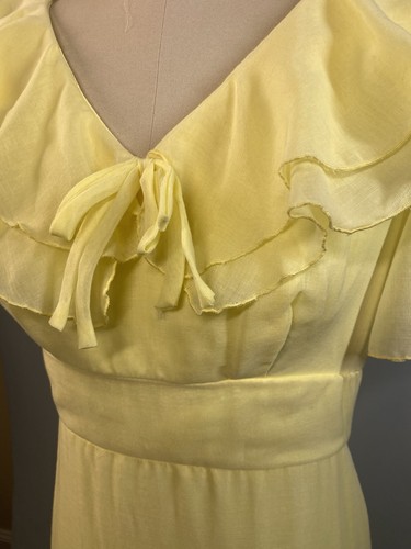 Vintage Dress SIZE EXTRA SMALL XS yellow long maxi JCPENNEY 60s 70s Empire - Picture 4 of 16