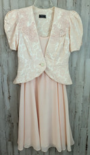 Vintage Cachet by Bari Protas Blush Pink Slip Dress Victorian Jacquard Jacket