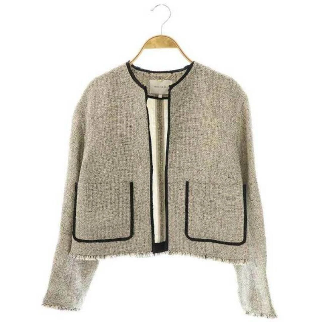 OFF WHITE Giacca beige 24SS BABETTE senza colletto 2 nero bianco sporco ES usata 29d073c457fd79db3