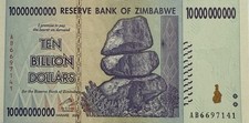 Zimbabwe $10 Billion Banknote – 2009 Issue – UNC – Rare
