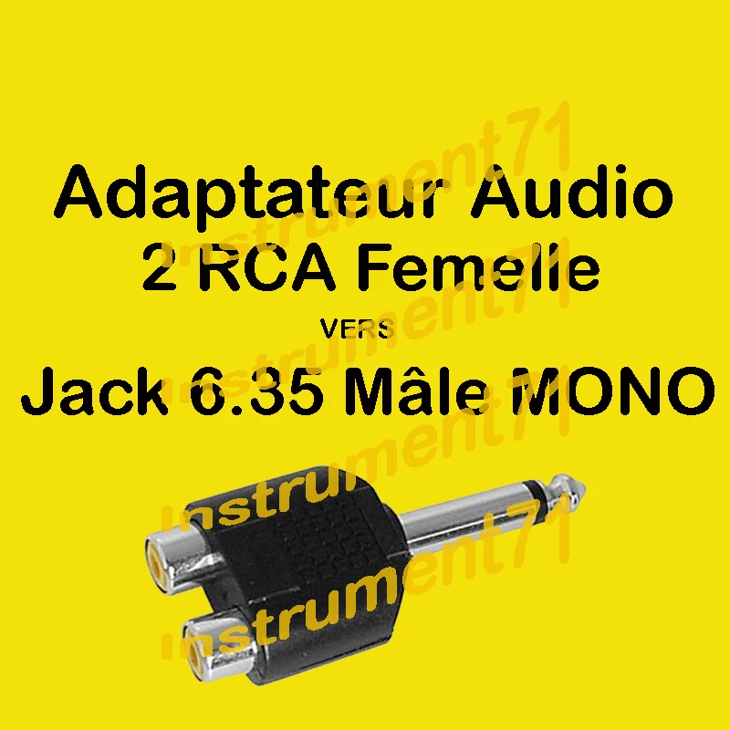 1 Adaptateur Audio 2 x RCA Femelle vers Jack 6,35 Mâle MONO - Photo 1/1
