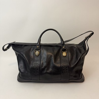 Vintage Marino Orlandi Leather Extra Large Weekender Duffle Travel Bag Black