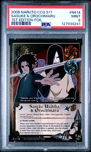 2008 NARUTO CCG SER 11: APPROACHING WIND #N414 SASUKE UCHIHA & OROCHIMARU PSA 9