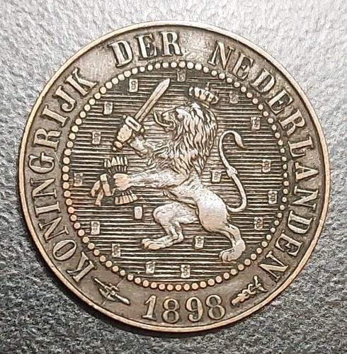 1898 Netherlands 2 1/2 Cent Old Coin KM 108.1 Rampant Lion