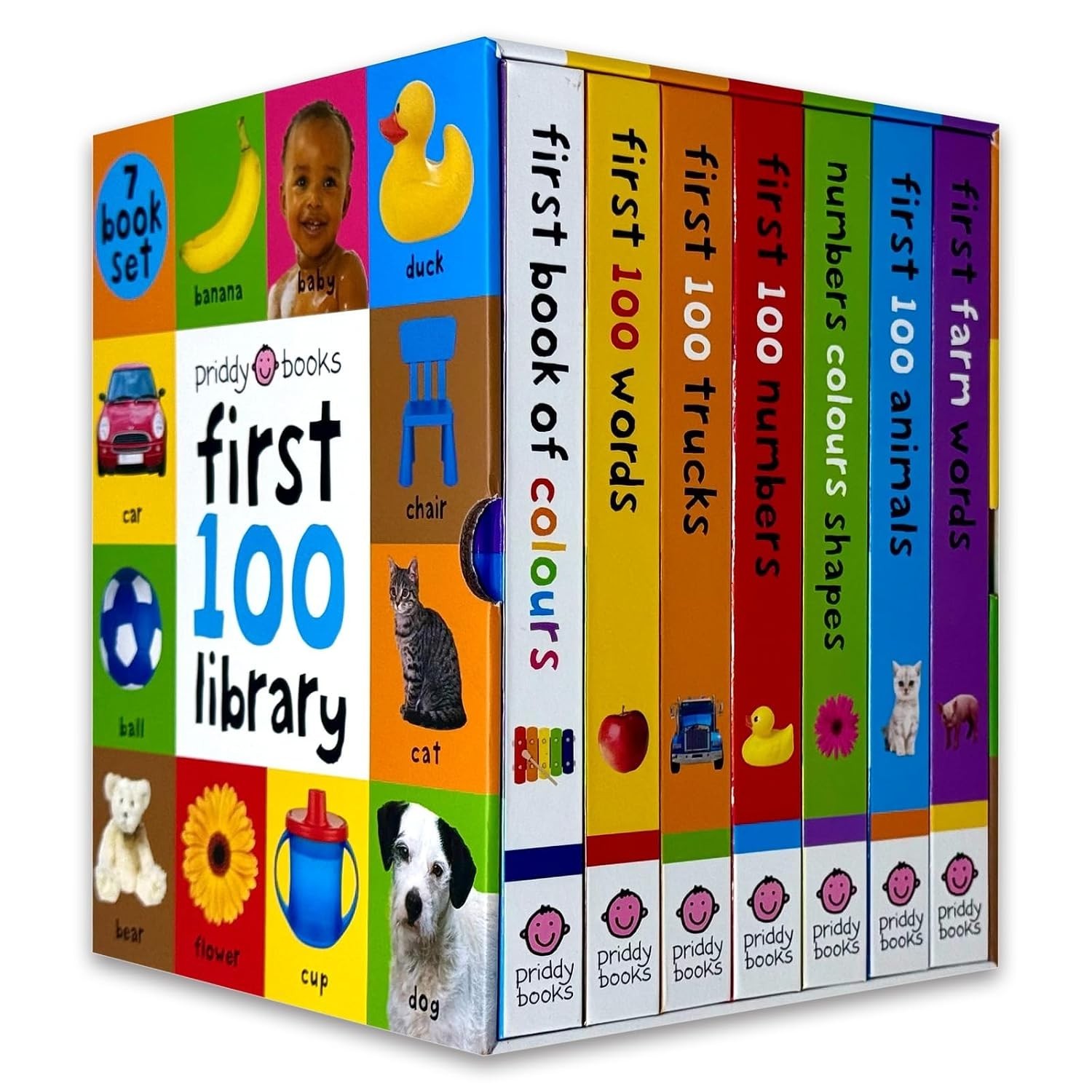 Priddy First 100 Library Collection 7 Books Box Set Words,Animals,Shapes,Numbers