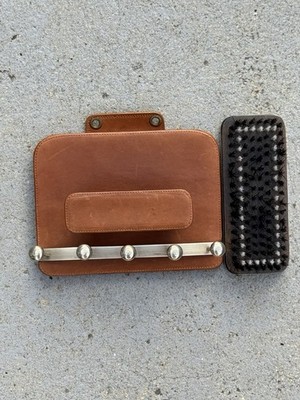 Vintage Gold Pfeil Leather Key Holder w/ Brush Made in West Germany Pusta Hide