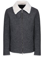 Harris Wharf London Bomber Jacket Blue Textured Wool Italy — listing 3