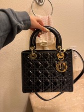 Dior Lady Dior Gold Hardware Quilted Shoulder...