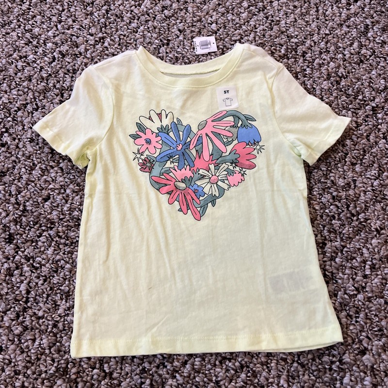 Old Navy Girls Short Sleeve Shirt Top Tee Size 5T Heart Flowers