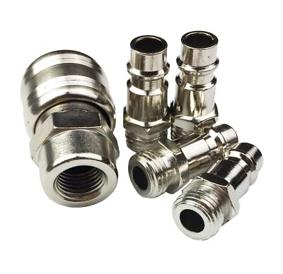 Craft-Equip 5 tlg. Druckluft Kupplung Set Schnellkupplung 1/4" EU - Anschluss