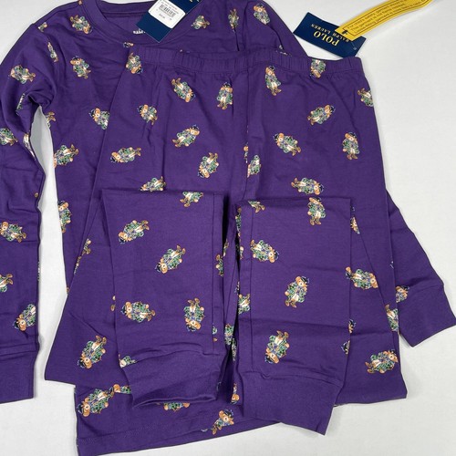 Polo Ralph Lauren Girls Purple Polo Bear Size 14 Cotton Pajama Set - Picture 5 of 8