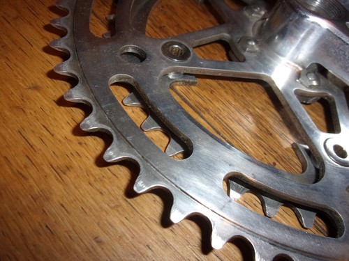 pédalier STRONGLIGHT 49D crankset old french 52/42 vintage 14x125 170mm /n°2 - Imagen 16 de 16