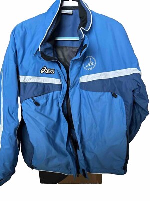 ASICS Jacket Mens XL Blue White Torino  2006 Olympics Coat Heavy Pockets VTG