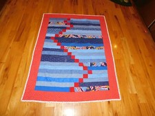 Fourth of July Handmade Small Rectangles Quilt Eagle Flag Hand Pieced