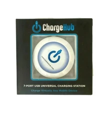 chargehub 7 port usb universal charging station round white dc vehicle cable new