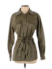 Love, Whit By Whitney Port Women Green Olive Faux Leather Jacket S