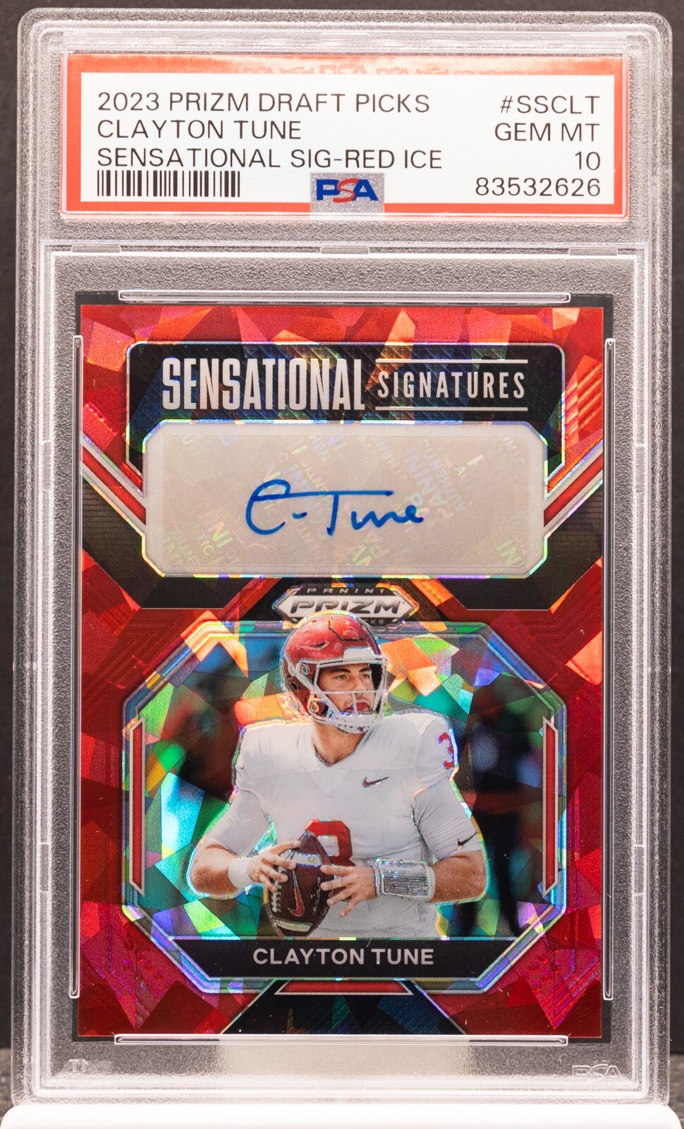 Clayton Tune Panini Prizm Draft Picks Sensational Signature #SSCLT Red Ice