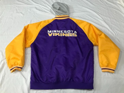 Reebok MINNESOTA VIKINGS Nylon Hooded Fleece Lined JACKET Purple Gold - X Large - Picture 11 of 11