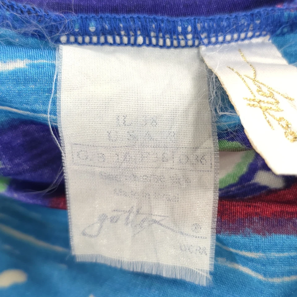 TRAJE DE BAÑO VINTAGE GOTTEX DE UNA PIEZA AZUL DORADO PARA MUJER TALLA 8 CUELLO EN V ESPALDA REDONDA EN MUY BUENA CONDICIÓN Foto 3 de 4