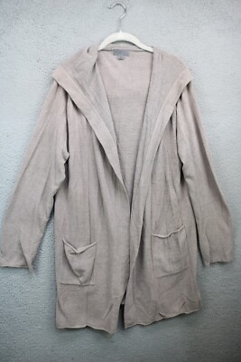Barefoot Dreams Hooded Open Front Long Cardigan-Pockets-Size XL-Cozy Chic-BOHO