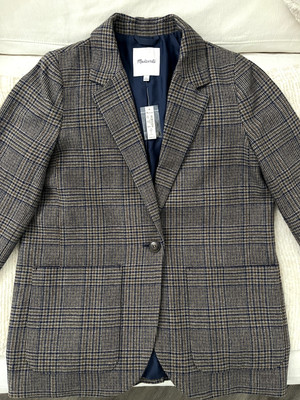 NWT Madewell Double-Breasted Blazer Plaid Oversized Brown MSRP $168 - LARGE
