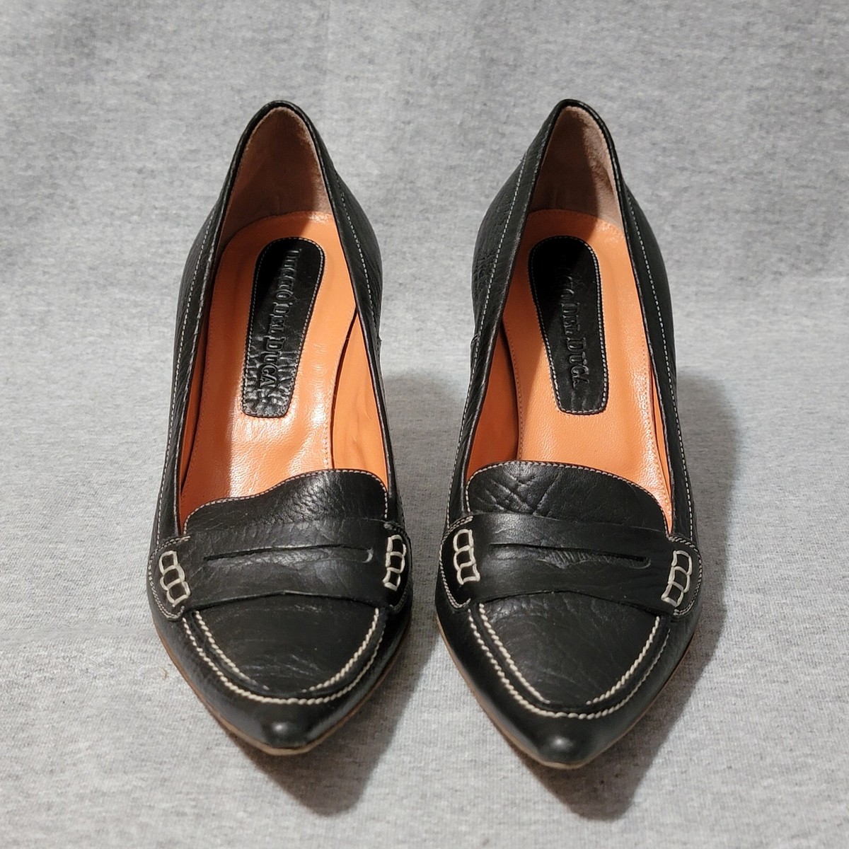 Duca shoes dressy Point Toe Atalian leather navy slip on Duca Garda Grey – Unique Design Menswear main image 2