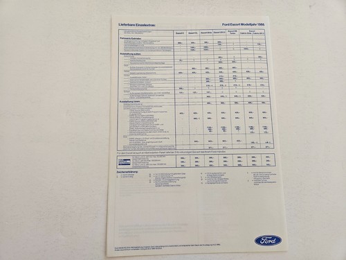 FORD ESCORT MK4 SALES BROCHURE 1986 GERMAN - Picture 13 of 13