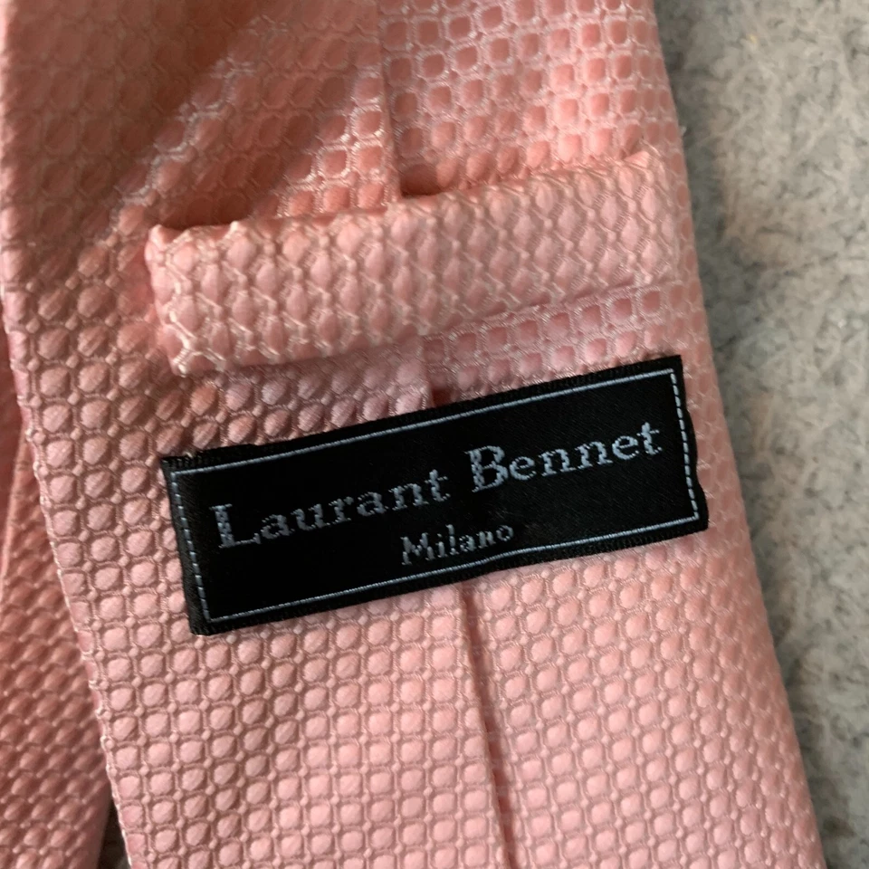 Corbata de cuello Laurant Bennet Milano rosa texturizada tejida ojo de pájaro negocios Foto 4 de 4