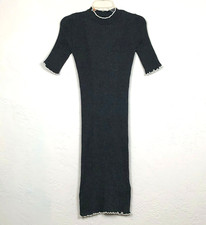 Dorothy Perkins Bodycon Dress US 4 UK 8 Gray Ribbed Stretch Mock Neck NWT