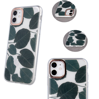 FÜR APPLE IPHONE 12 PRO - Muster GLAM Case Tasche Hülle Etui Cover GRÜN BLÄTTER