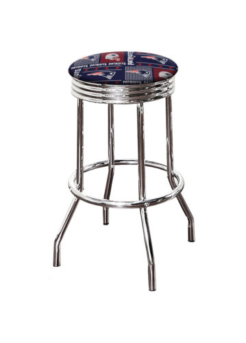 Bar Stool 31" Tall Backless Swivel Seat Cushion with NFL Team Logo Fabric - Picture 21 of 39
