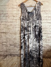One World Maxi Dress Womens Large Gray Paisley & Tie Dye Ultra Stretch Cowl Neck