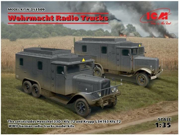ICM DS3509 - 1:35 Wehrmacht Radio Trucks(Henschel 33D1 Kfz.72 - Neu