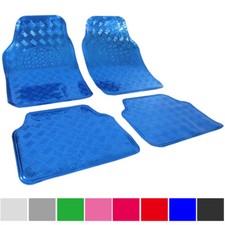 Auto Fußmatten Teppiche Alu Look Universal 4 teilige Automatten Blau 7109
