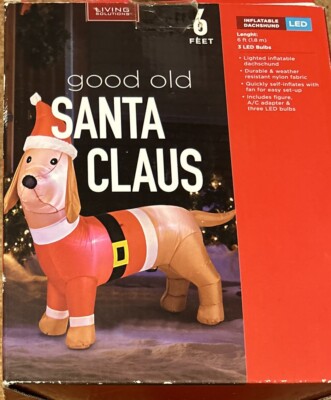 GOOD OLD SANTA CLAUS INFLATABLE DACHSHUND LED 6 " FOOT LIVING SOLUTION ...