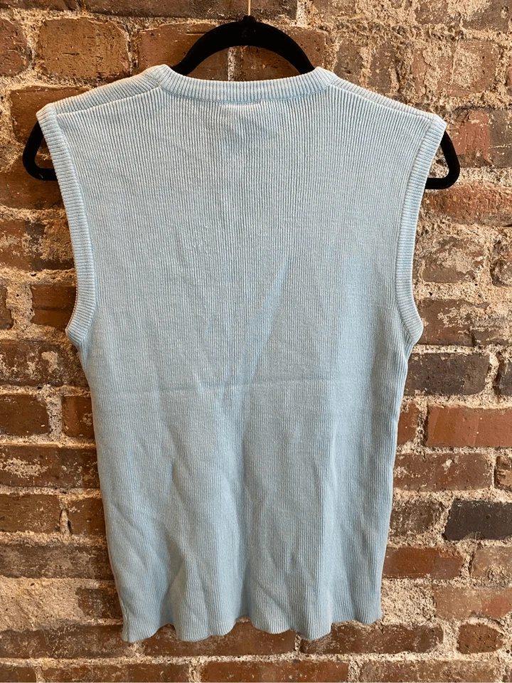 Chaleco Suéter Flecha Ropa Informal De Colección Azul Suave Cuello en V Damas Talla XL Foto 2 de 4